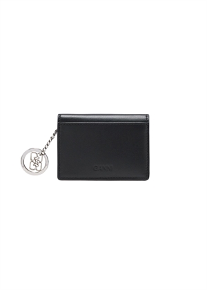 Blue Dog card holder with flap Sort A7042 Ganni 